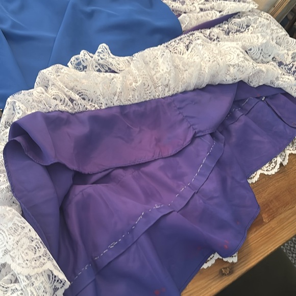 Authentic ILGWU Vintage Taffeta Dress. Blue Lace | Ruffled. Women Sz-11 Large - Picture 9 of 13